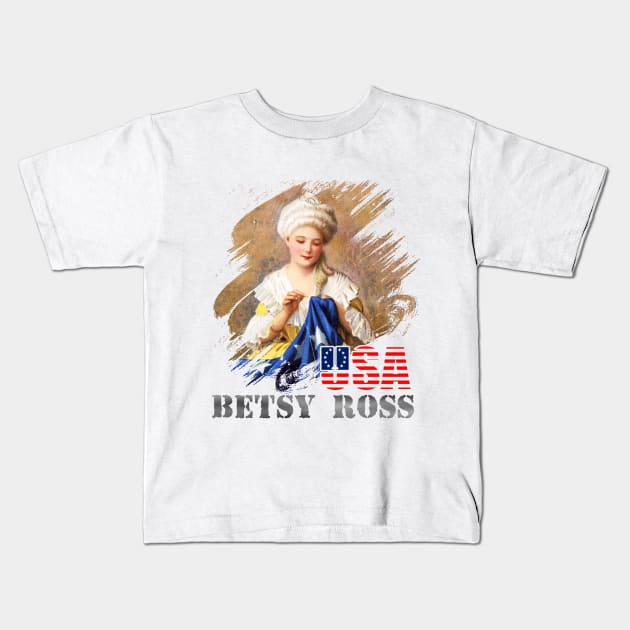 Betsy Ross 1776 Flag American Flag Tshirt Retro Vintage Highland Armory Kids T-Shirt by Javacustoms